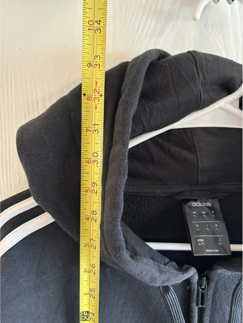 Adidas Essentials Men's 3-Stripes Full-Zip Fleece Hoodie Black White Size XL